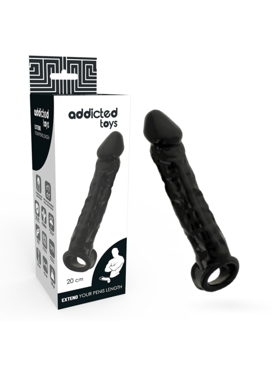 EXTENSOR PENE NEGRO 2.5 CM ALARGAMIENTO + 0.4 CM GROSOR DE LA MARCA ADDICTED TOYS