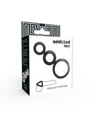 SET 3 ANILLOS PENE Y TESTÍCULOS AHUMADOS PLACER INTENSO DE LA MARCA ADDICTED TOYS