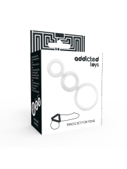 SET 3 ANILLOS PENE TESTICULOS PLACER INTENSO CLEAR DE LA MARCA ADDICTED TOYS