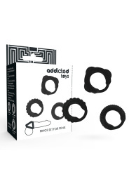 SET 3 ANILLOS PENE PLACER INTENSO NEGRO DE LA MARCA ADDICTED TOYS