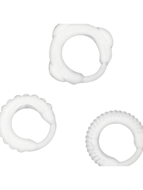 SET 3 ANILLOS PENE PLACER INTENSO CLEAR DE LA MARCA ADDICTED TOYS