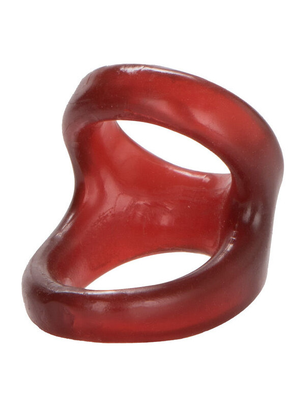 ANILLO SNUG TUGGER ROJO PARA PENE Y TESTÍCULOS DE LA MARCA CALEXOTICS