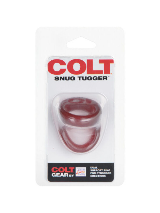 ANILLO SNUG TUGGER ROJO PARA PENE Y TESTÍCULOS DE LA MARCA CALEXOTICS