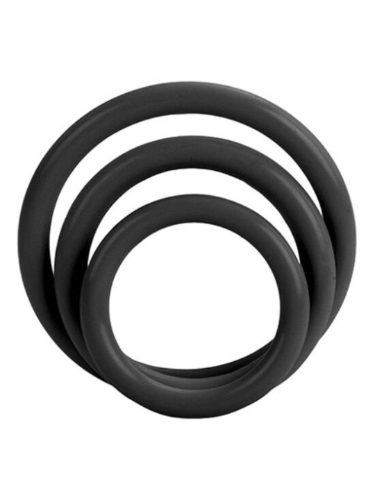 SET 3 ANILLOS ERECCIÓN SEXUAL SILICONA NEGRO DE LA MARCA CALEXOTICS