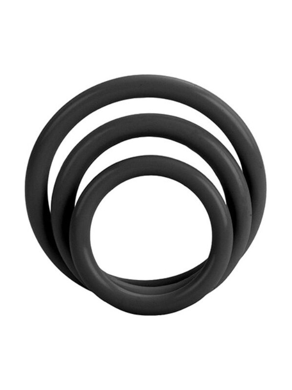 SET 3 ANILLOS ERECCIÓN SEXUAL SILICONA NEGRO DE LA MARCA CALEXOTICS