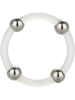 ANILLO DE SILICONA CON CUENTAS DE ACERO TALLA L - ESTIMULACIÓN INTENSA DE LA MARCA CALEXOTICS