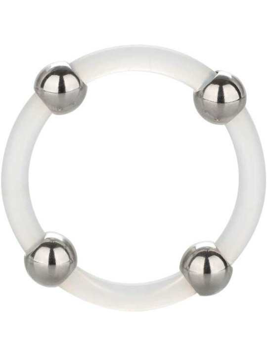 ANILLO DE SILICONA CON CUENTAS DE ACERO TALLA L - ESTIMULACIÓN INTENSA DE LA MARCA CALEXOTICS