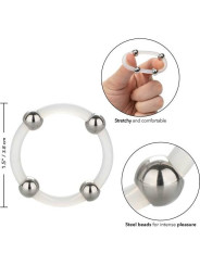 ANILLO DE SILICONA CON CUENTAS DE ACERO TALLA L - ESTIMULACIÓN INTENSA DE LA MARCA CALEXOTICS