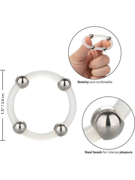ANILLO DE SILICONA CON CUENTAS DE ACERO TALLA L - ESTIMULACIÓN INTENSA DE LA MARCA CALEXOTICS