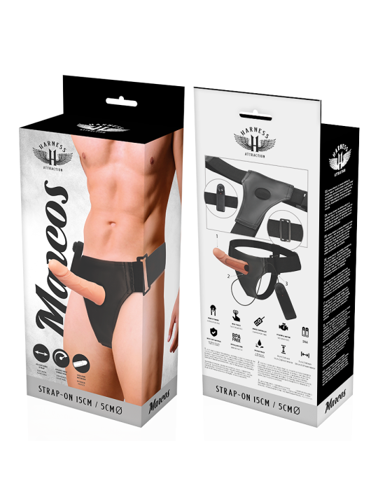 ARNÉS HUECO CON VIBRADOR 15 CM - PENÉ REALÍSTICO DE LA MARCA HARNESS ATTRACTION