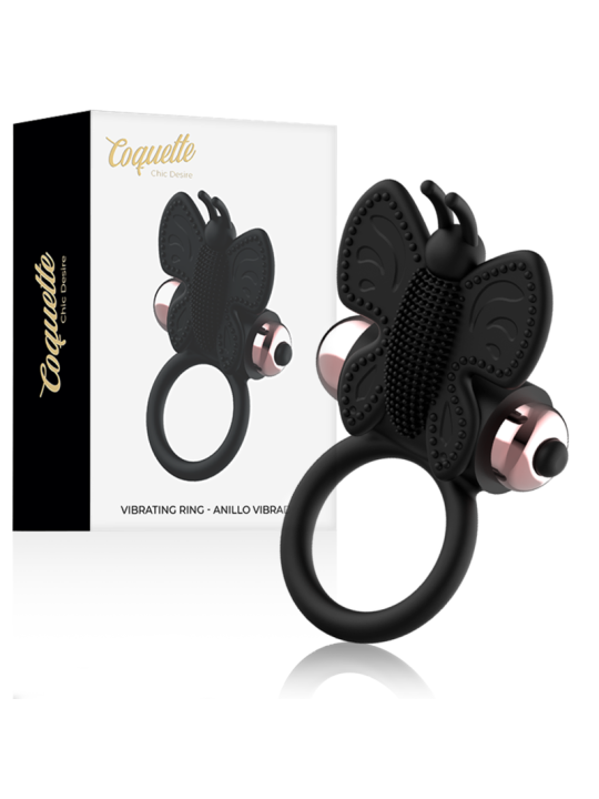 ANILLO VIBRADOR MARIPOSA NEGRO/GOLD COQUETTE CHIC DE LA MARCA COQUETTE TOYS