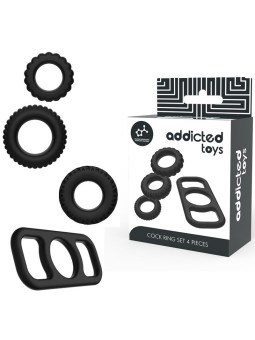 SET 4 ANILLOS DE SILICONA PARA PENE - PLACER INTENSO DE LA MARCA ADDICTED TOYS