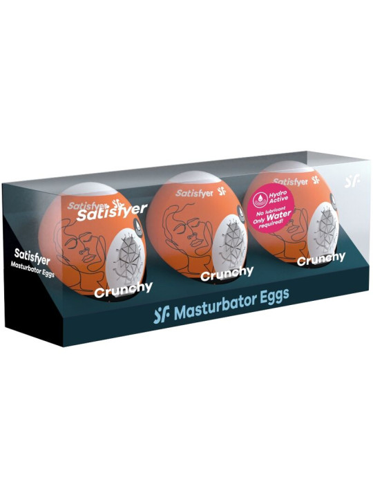 HUEVOS MASTURBADORES HYDRO-ACTIVE CRUNCHY X3 DE LA MARCA SATISFYER EGGS