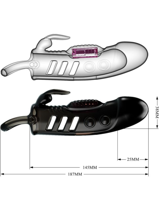 FUNDA VIBRADORA CONEJO SLOANE NEGRO TPR DE LA MARCA PRETTY LOVE