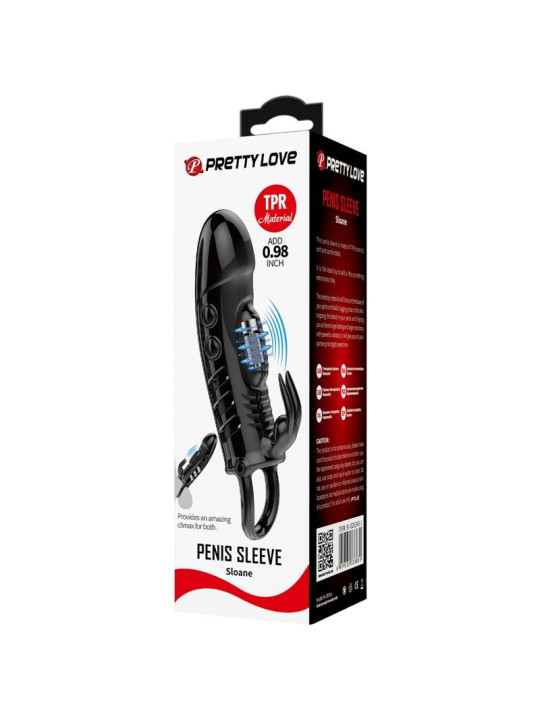 FUNDA VIBRADORA CONEJO SLOANE NEGRO TPR DE LA MARCA PRETTY LOVE