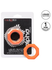 ANILLO SEXUAL HEXÁGONO SILICONA LÍQUIDA ALPHA NARANJA DE LA MARCA CALEXOTICS