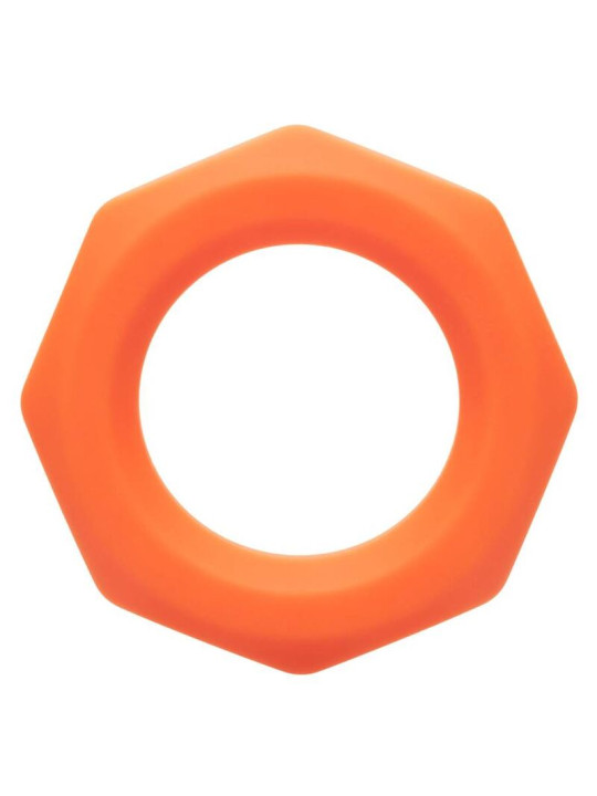 ANILLO SEXUAL HEXÁGONO SILICONA LÍQUIDA ALPHA NARANJA DE LA MARCA CALEXOTICS