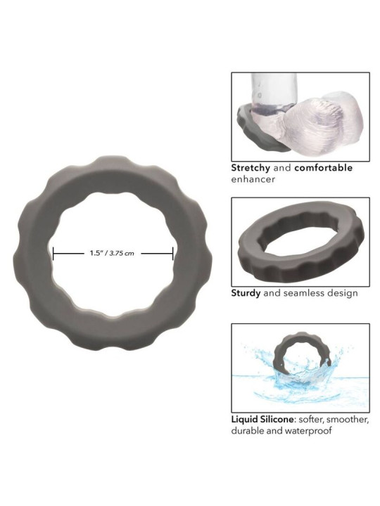 ANILLO ERÉCTIL ALPHA SILICONA LÍQUIDA GRIS DE LA MARCA CALEXOTICS