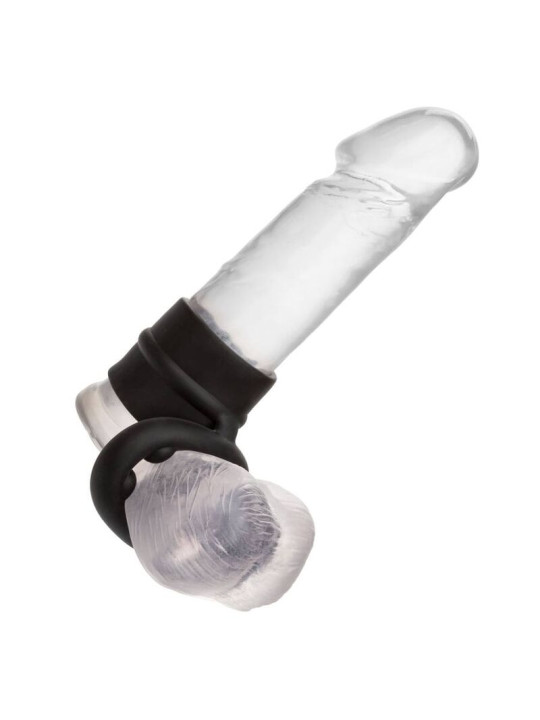 ANILLO DUAL MAGNUM DE SILICONA LÍQUIDA NEGRO DE LA MARCA CALEXOTICS