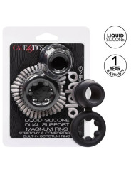 ANILLO DUAL MAGNUM DE SILICONA LÍQUIDA NEGRO DE LA MARCA CALEXOTICS