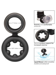 ANILLO DUAL MAGNUM DE SILICONA LÍQUIDA NEGRO DE LA MARCA CALEXOTICS