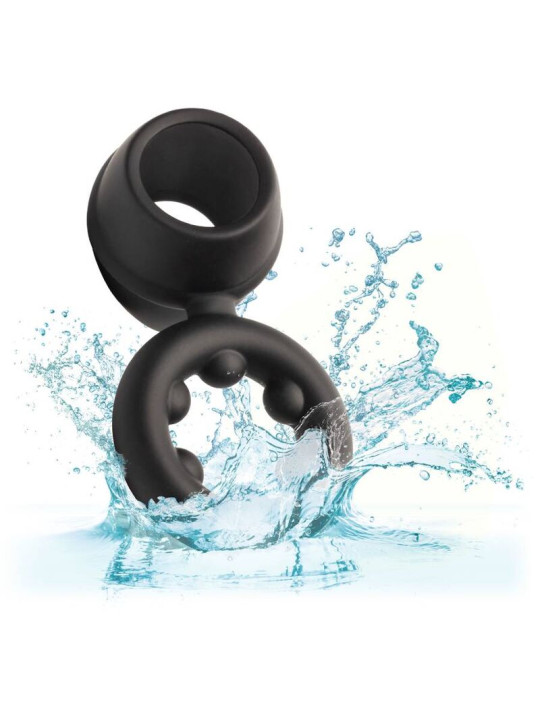ANILLO DUAL MAGNUM DE SILICONA LÍQUIDA NEGRO DE LA MARCA CALEXOTICS