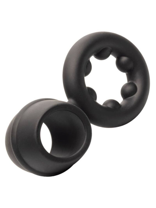ANILLO DUAL MAGNUM DE SILICONA LÍQUIDA NEGRO DE LA MARCA CALEXOTICS