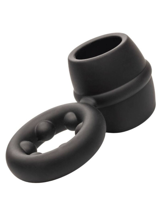 ANILLO DUAL MAGNUM DE SILICONA LÍQUIDA NEGRO DE LA MARCA CALEXOTICS