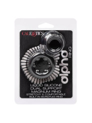 ANILLO DUAL MAGNUM DE SILICONA LÍQUIDA NEGRO DE LA MARCA CALEXOTICS