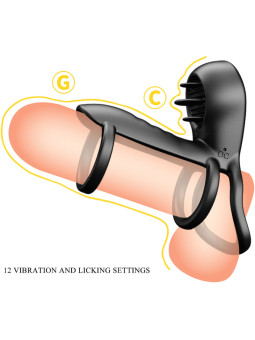 FUNDA VIBRADORA RECARGABLE 12 MODOS CON LENGUA SILICONA DE LA MARCA PRETTY LOVE MALE