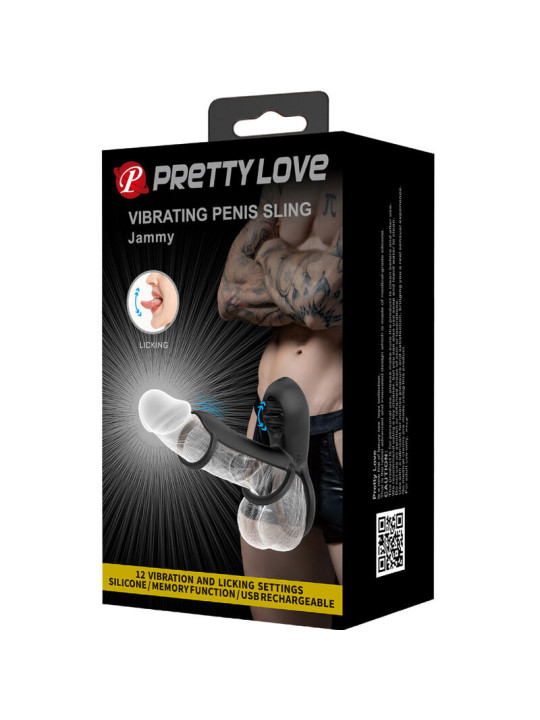 FUNDA VIBRADORA RECARGABLE 12 MODOS CON LENGUA SILICONA DE LA MARCA PRETTY LOVE MALE