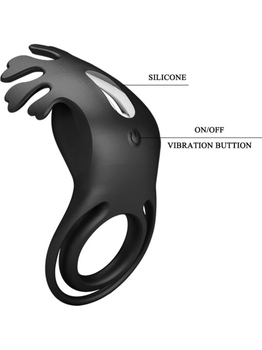 ANILLO VIBRADOR RECARGABLE 7 MODOS SILICONA NEGRO DE LA MARCA PRETTY LOVE MALE