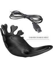 ANILLO VIBRADOR RECARGABLE 7 MODOS SILICONA NEGRO DE LA MARCA PRETTY LOVE MALE