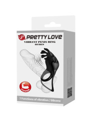 ANILLO VIBRADOR RECARGABLE 7 MODOS SILICONA NEGRO DE LA MARCA PRETTY LOVE MALE