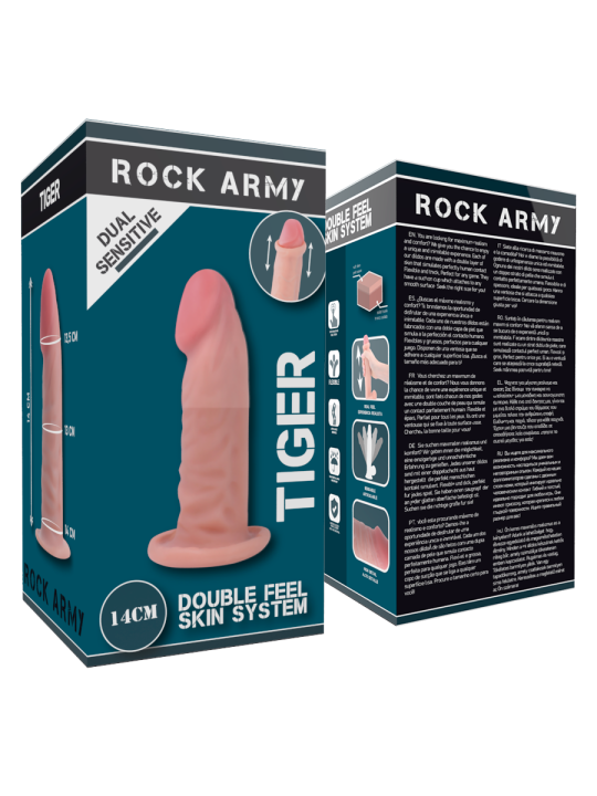 DUAL DENSITY TIGER DILDO REALISTA 14 CM -O- 4.46 CM DE LA MARCA ROCK ARMY