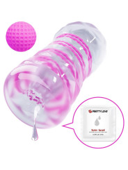 MASTURBADOR MASCULINO TRANSPARENTE CON ESPIRAL Y BOLAS ESTIMULANTES DE LA MARCA PRETTY LOVE MALE