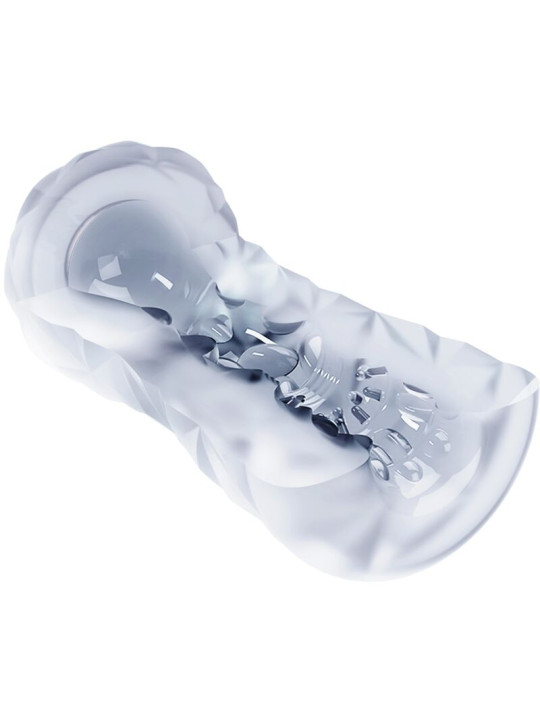 MASTURBADOR MASCULINO TRANSPARENTE CON ESPIRAL Y BOLAS ESTIMULANTES DE LA MARCA PRETTY LOVE MALE