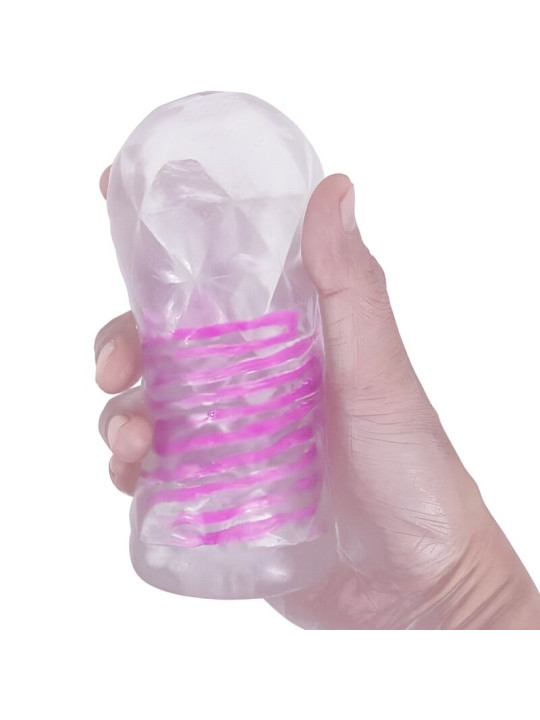 MASTURBADOR MASCULINO TRANSPARENTE CON ESPIRAL Y BOLAS ESTIMULANTES DE LA MARCA PRETTY LOVE MALE