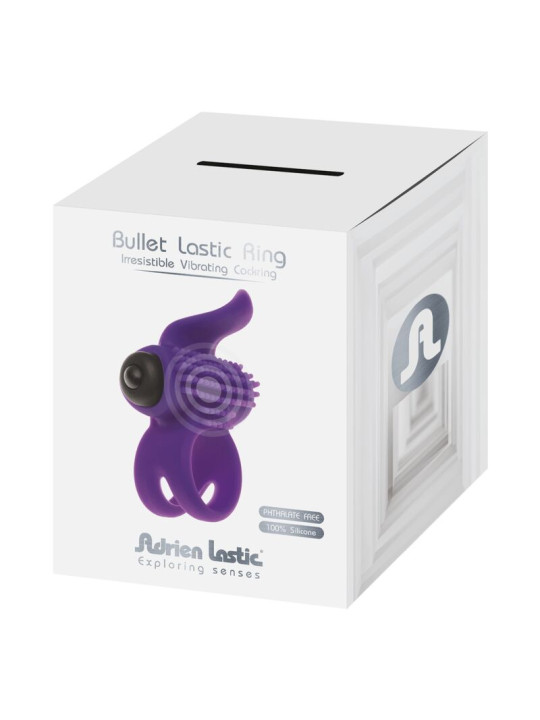 ANILLO VIBRADOR BULLET LASTIC CON LENGUA ESTIMULADORA DE LA MARCA ADRIEN LASTIC