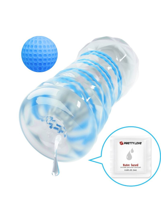 MASTURBADOR TRANSPARENTE CON ESPIRALES Y BOLA ESTIMULANTE DE LA MARCA PRETTY LOVE MALE