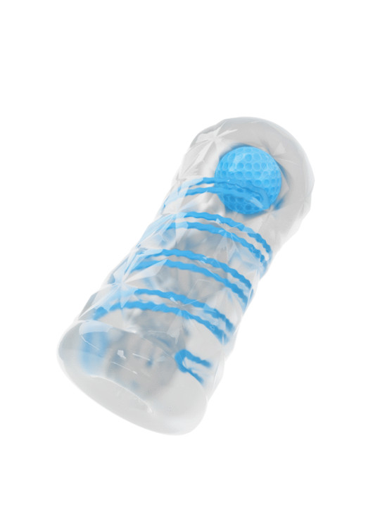 MASTURBADOR TRANSPARENTE CON ESPIRALES Y BOLA ESTIMULANTE DE LA MARCA PRETTY LOVE MALE