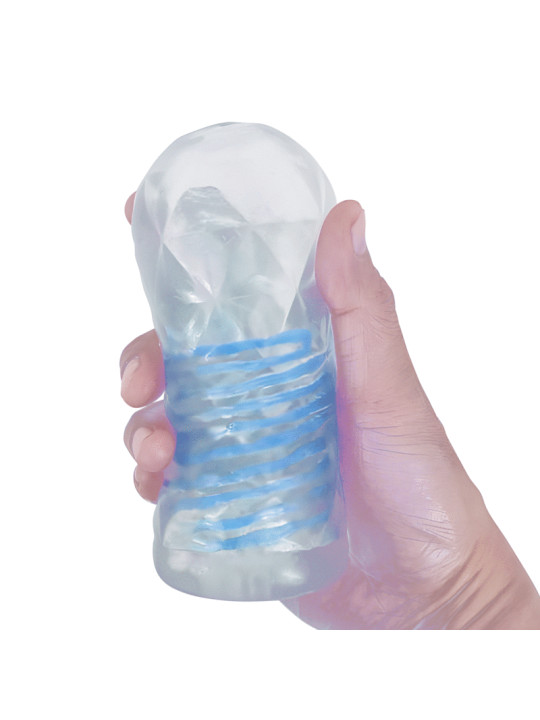 MASTURBADOR TRANSPARENTE CON ESPIRALES Y BOLA ESTIMULANTE DE LA MARCA PRETTY LOVE MALE