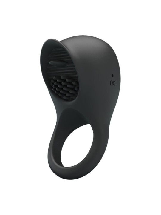 ANILLO VIBRADOR CON LENGUA NEGRO PARA PAREJAS DE LA MARCA PRETTY LOVE MALE