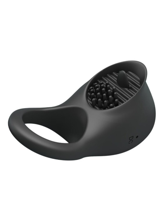 ANILLO VIBRADOR CON LENGUA NEGRO PARA PAREJAS DE LA MARCA PRETTY LOVE MALE