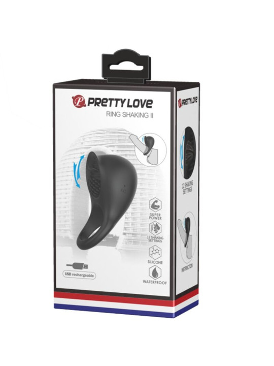 ANILLO VIBRADOR CON LENGUA NEGRO PARA PAREJAS DE LA MARCA PRETTY LOVE MALE