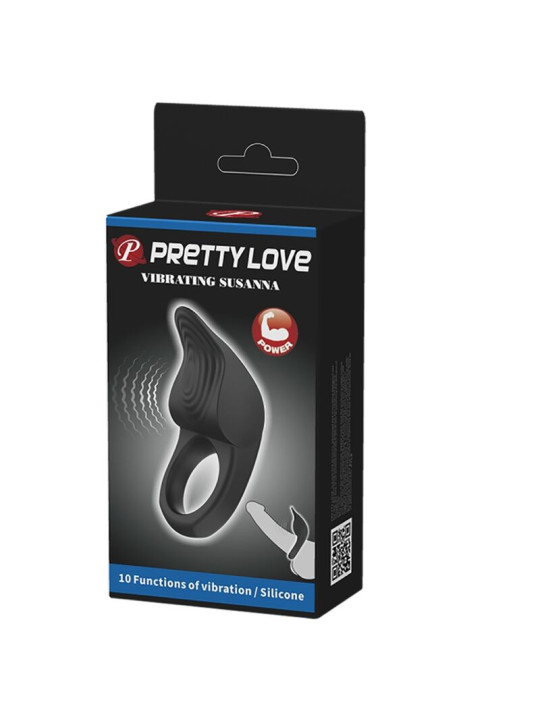 ANILLO VIBRADOR NEGRO PARA PENE CON 10 FUNCIONES DE LA MARCA PRETTY LOVE MALE