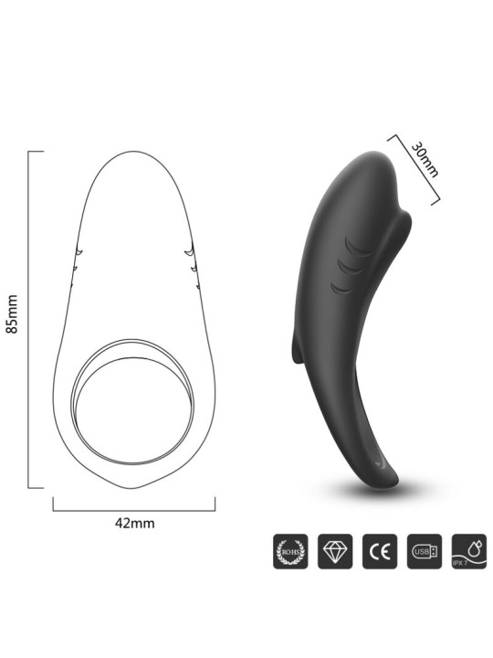ANILLO VIBRADOR SHARK CONTROL REMOTO 9 MODOS NEGRO DE LA MARCA ARMONY FOR HIM
