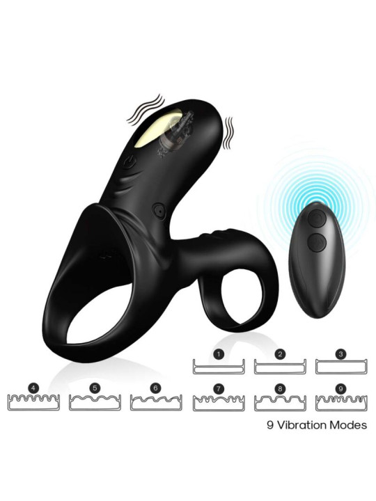 ANILLO VIBRADOR DOBLE ARMONY NEGRO 9 MODOS DE LA MARCA ARMONY FOR HIM
