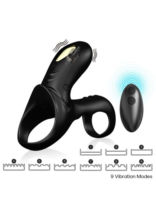 ANILLO VIBRADOR DOBLE ARMONY NEGRO 9 MODOS DE LA MARCA ARMONY FOR HIM