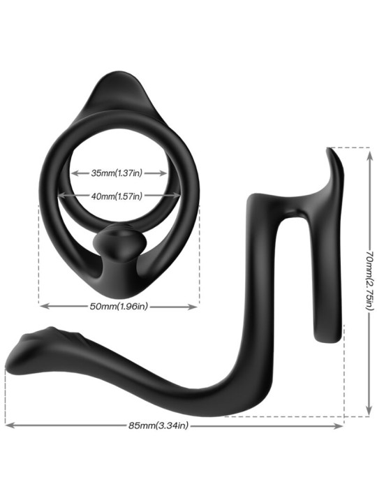 ANILLO DOBLE ANAL NEGRO ARMONY SILICONA MÉDICA DE LA MARCA ARMONY FOR HIM
